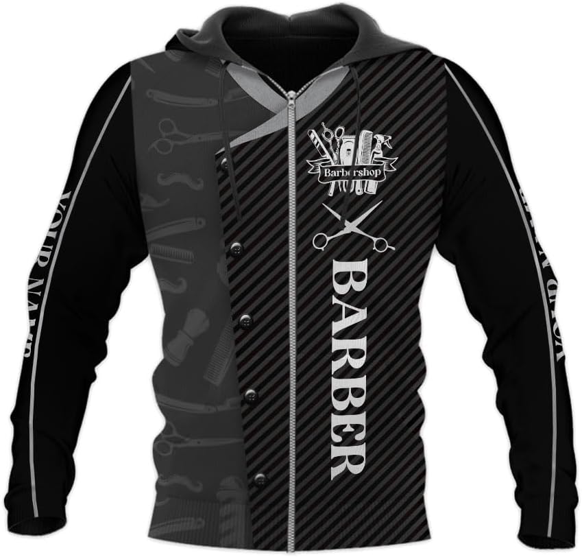 Personalized 3D T-Shirt, Custom Name Barber Shop Shirt for Men Women, Barber Shop Hoodies Gift for Hairdresser