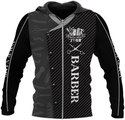 Personalized 3D T-Shirt, Custom Name Barber Shop Shirt for Men Women, Barber Shop Hoodies Gift for Hairdresser