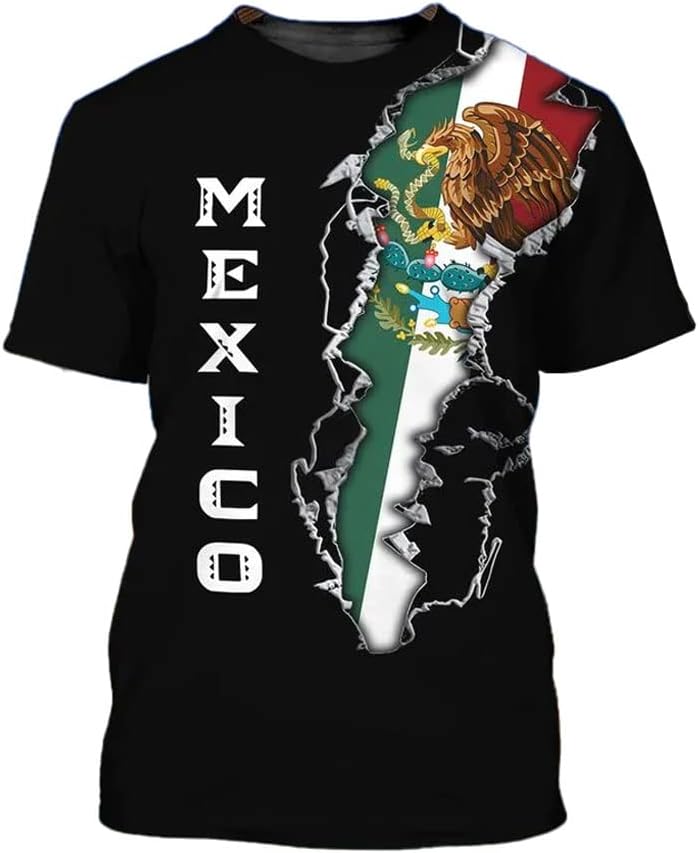 RoyalBro Personalized Mexico Shirt, Camisas de Mexico Customized Mexican Shirts Mexican Flag Mexico 3D Shirt for Men Women