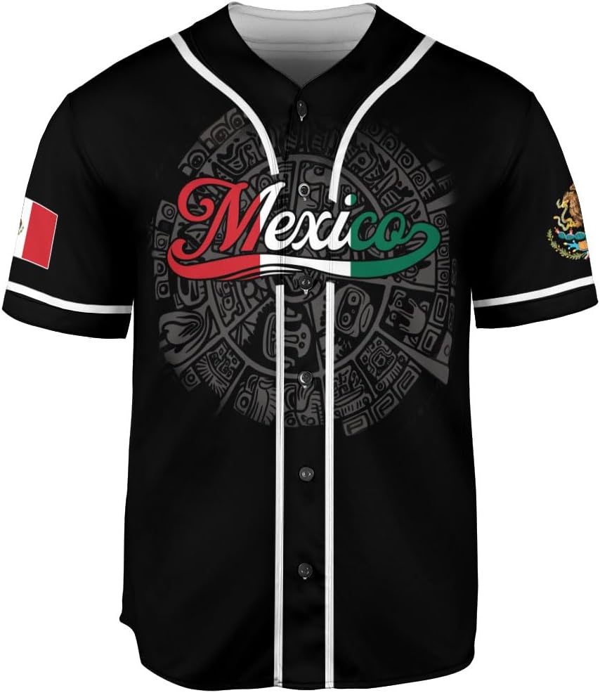 Mostefy Personalized Mexico Baseball Jerseys Mexican Eagle & Flag Shirt for Teams, Mexico Shirts for Men & Women Size S-5XL1