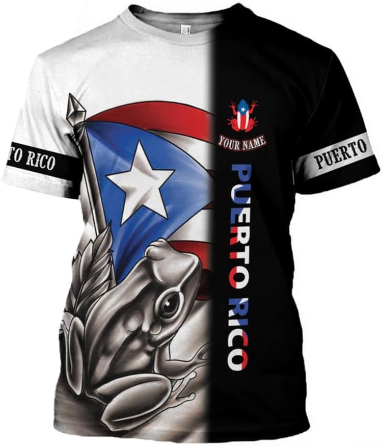 Woseprints Personalized Name Puerto Rico 3D Hoodies, Puerto Rico Sweatshirt, Zip Hoodie for Men Women, Puerto Rico Flag Shirt