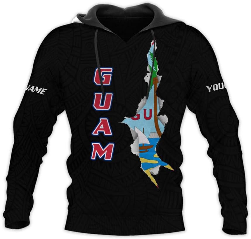 Vybonz Personalized Guam 3D Hoodie Guam Sweatshirt Guahan Zip Hoodie for Men Women Guahan Pride Shirt Guahan Guam Gifts Tee