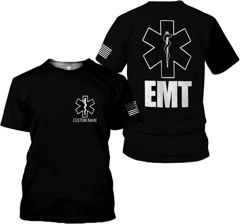 Mostprints Personalized EMT Shirt, EMS Shirt, Customized EMS Shirts,EMT Paramedic Uniform Emergency Medical Technician Shirts