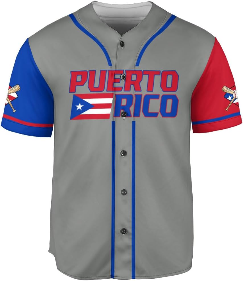 RoyalBro Personalized Puerto Rico Baseball Shirt - Custom Team Name, Puerto Rican Baseball Jersey for Men