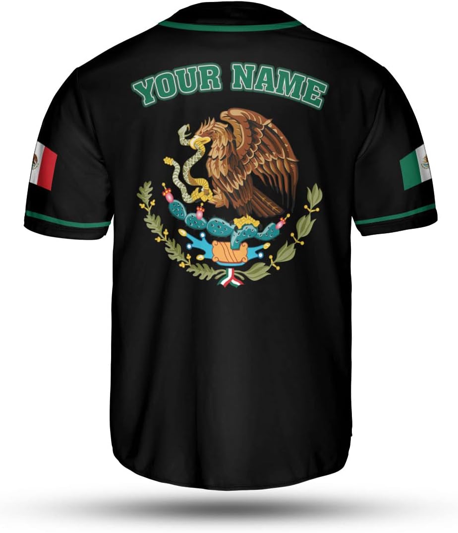 Mostefy Custom Mexico Baseball Jerseys Mexican Eagle & Flag Shirt for Teams, Mexico Shirts for Men & Women Size S-5XL