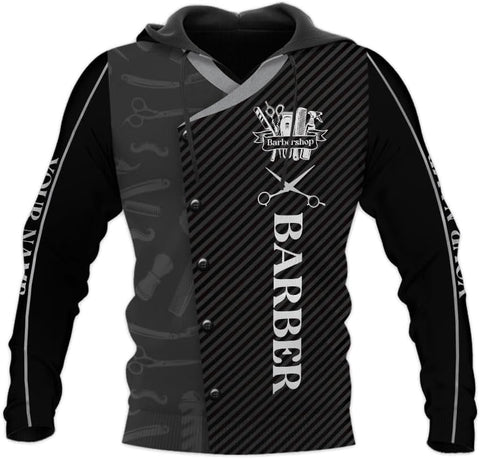 Personalized 3D T-Shirt, Custom Name Barber Shop Shirt for Men Women, Barber Shop Hoodies Gift for Hairdresser