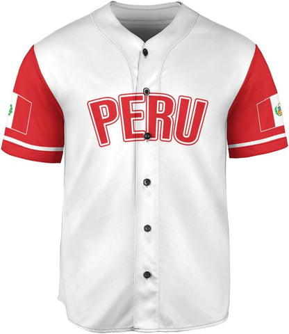Podagree Personalized Peru Baseball Jersey, Peruvian Proud Flag Jersey Shirt Peru Coat of Arms Peruvian Gift for Men Women