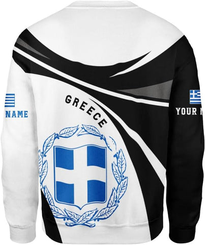 Suseaz Personalized Greece Hoodie Greek Coat of Arms Flag Grecian 3D Sweatshirt Greece Zip Hoodie Grecian Pride Gift Shirt