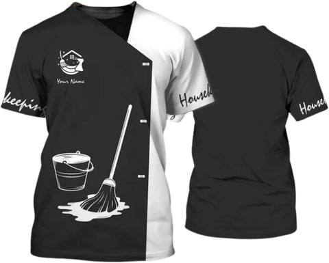 MAPrints Personalized Name Housekeeping Shirt 3D All Over Print, Cleaning Service Tshirt, Gifts for Housekeeper Men and Women