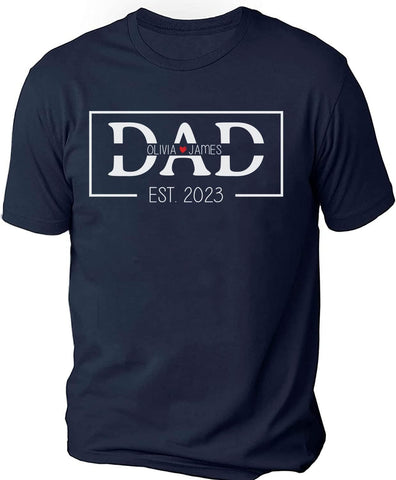 Personalized Grandpa Dad Papa Shirt Custom Kids Name Gift Fathers Day, Promoted to Dad Est 2023 Baby Daddy New Dad (TS34)