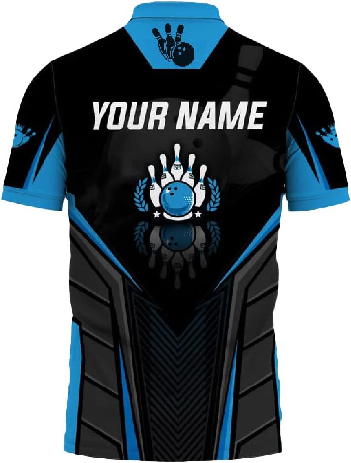Custom 3D Bowling Polo Shirts for Men and Women Personalized Team Name Gift Unisex Customized Bowling Short Sleeve Polo Shirt