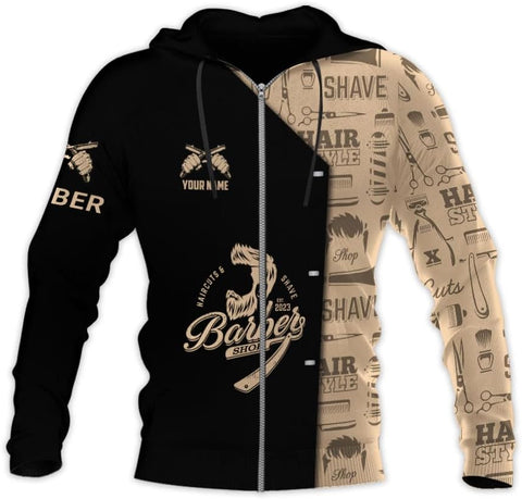 Personalized Name Barber 3D All Over Printed Shirts for Men & Women, Hair Stylist Shirt Gift for Barbershop