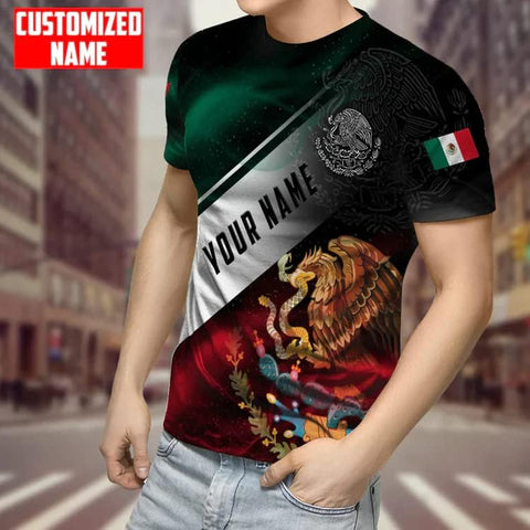 RoyalBro Personalized Mexico Shirt, Camisas de Mexico Customized Mexican Shirts Mexican Flag Mexico 3D Shirt for Men Women