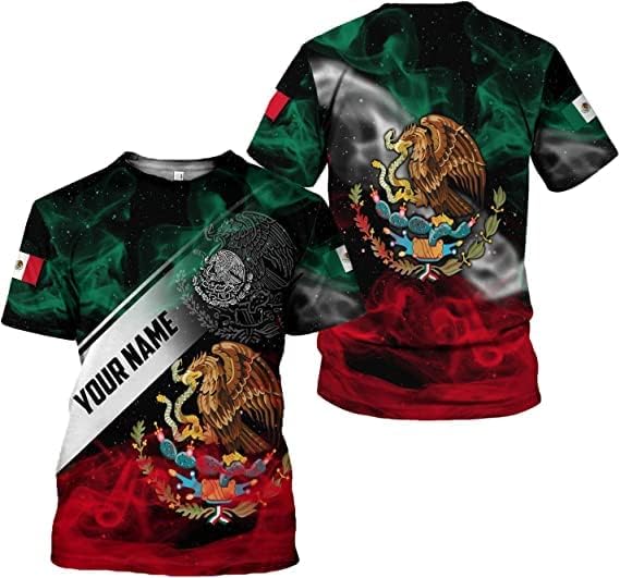 RoyalBro Personalized Mexico Shirt, Camisas de Mexico Customized Mexican Shirts Mexican Flag Mexico 3D Shirt for Men Women