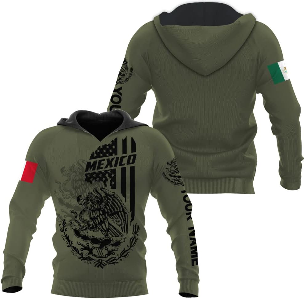 Personalized Name Mexican Hoodie 3D, Customized Mexican Hoodies for Men, Unisex Mexico Hoodie, Mexico Hoodies for Men
