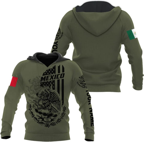 Personalized Name Mexican Hoodie 3D, Customized Mexican Hoodies for Men, Unisex Mexico Hoodie, Mexico Hoodies for Men