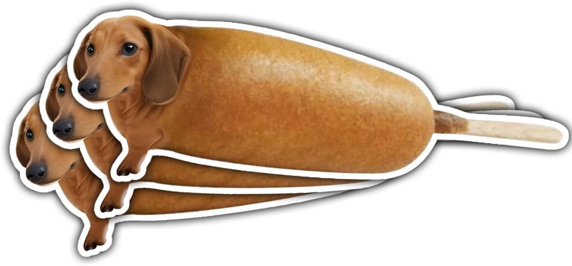 3 Pcs Corn Dog Sticker – Ridiculous Funny Vinyl Sticker Pack for Adults, Stupid Meme Bumper Stickers for Laptop, Water Bottle, Phone, Car, Helmet, Window – Weird Corny Humor Stickers 3 Inch