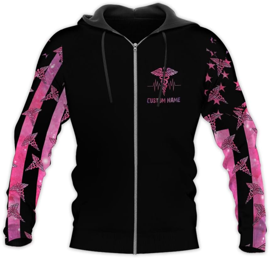 Woseprints Personalized Name 3D Nurse Shirts, Emergency Nurse T-Shirt Gifts