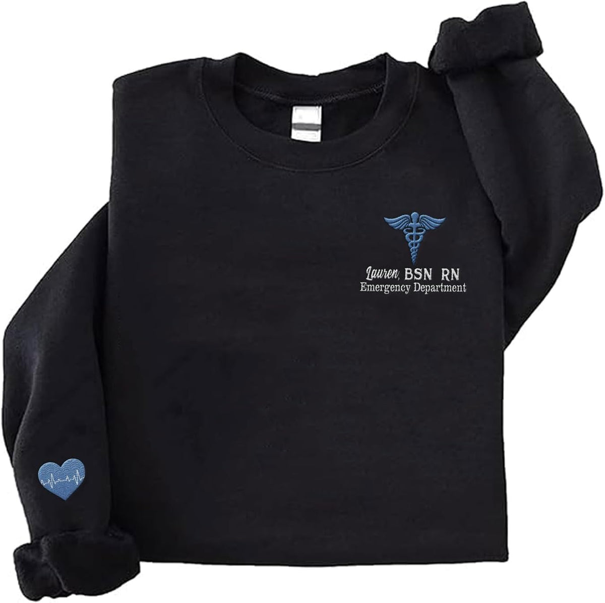 Intenprints Personalized Nurse Embroidered Sweatshirt for Women, Custom Registered Nurse Shirt, CNA Shirt, Nursing Sweatshirt