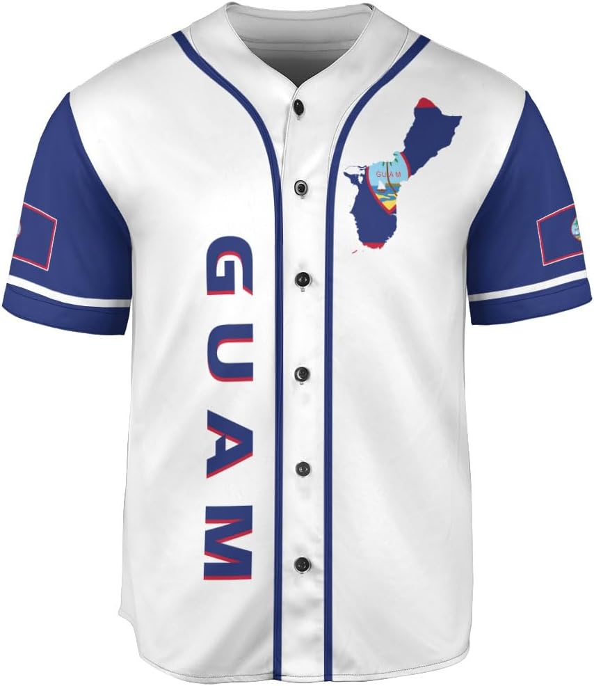 Leprints Personalized Guam Baseball Jersey Shirt, Guahan Flag Jersey, Guam Islander Pride Jersey for Men and Women