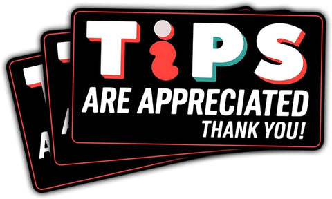 (3pcs) Tips are Appreciated Sticker, Tips are Appreciated Sign, No Tax On Tips Sticker - Vinyl Stickers Waterproof for Water Bottles Laptop Phone Car Window Helmet 3 Inches