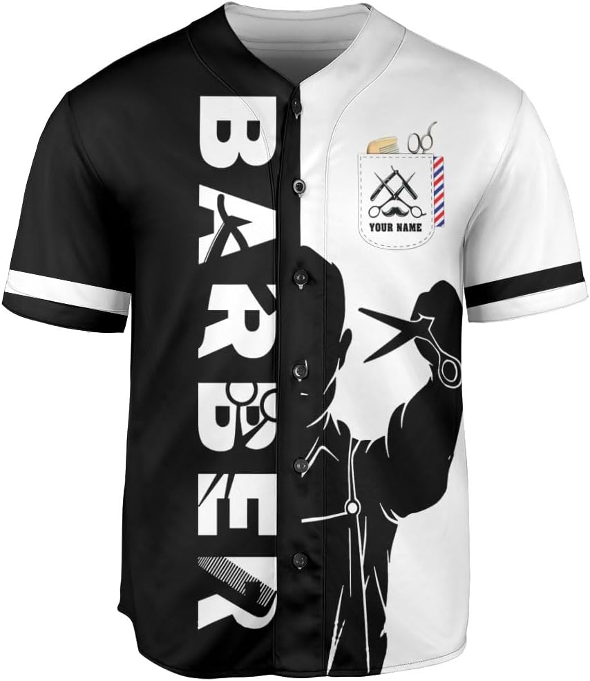 Personalized Barber Shop Baseball Jersey, Hairdresser Jersey, Barber Tools Hat