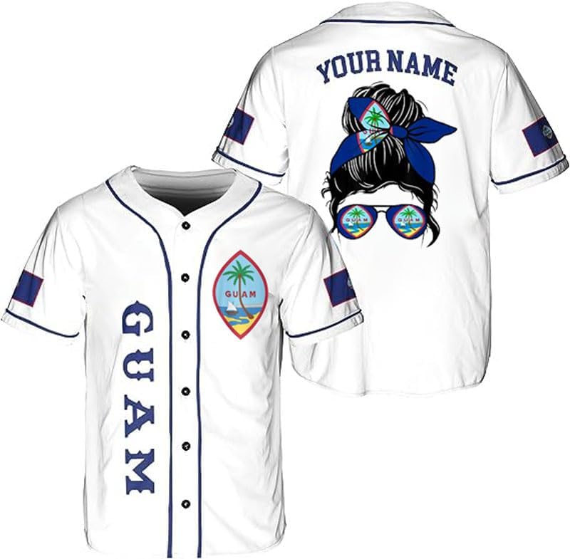 Parvii Personalized Guam Baseball Jersey Shirt, Guam Jersey, Guahan Flag Jersey, Guam Islander Pride Jersey for Men & Women