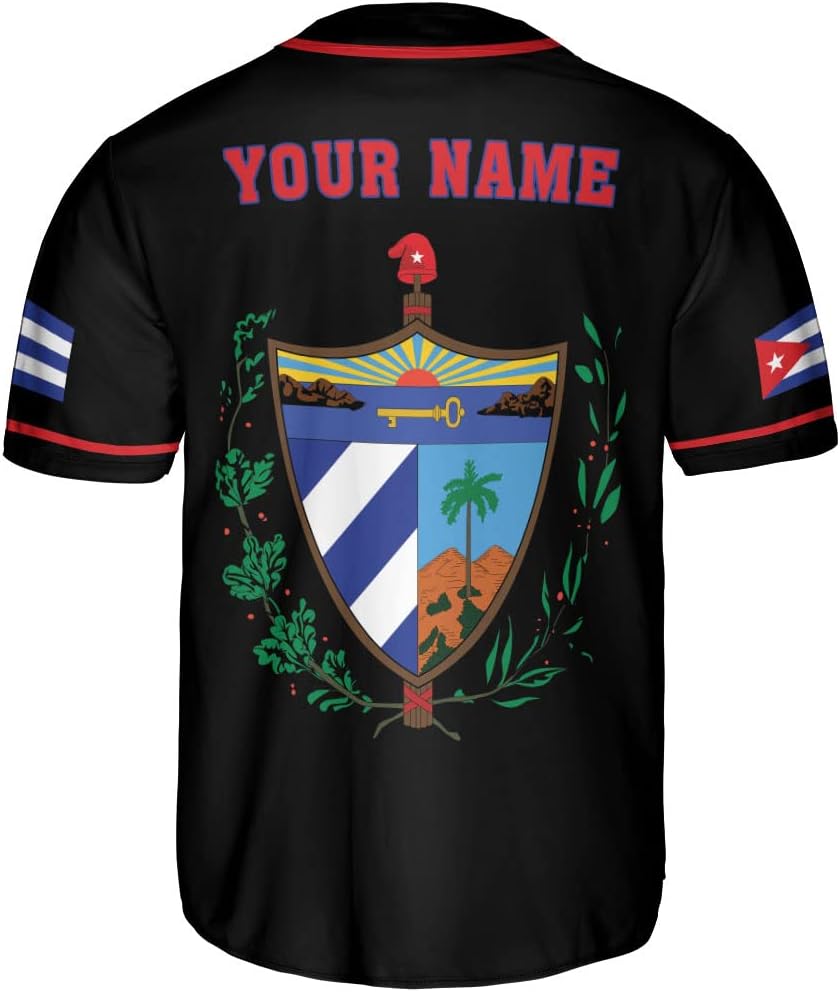 Podagree Personalized Cuba Baseball Shirt, Cuban Flag Jersey for Men and Women