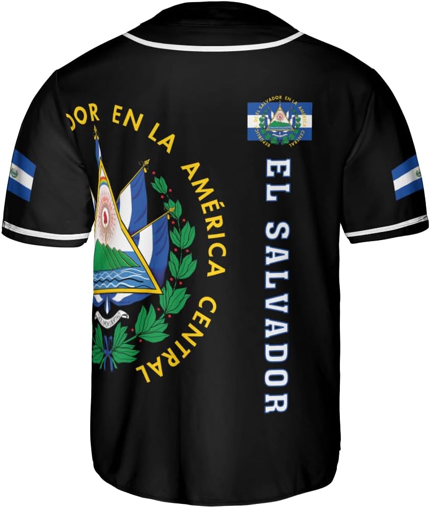 Personalized Name El Salvador Baseball Jersey Shirt El Salvador Flag Shirt Men Salvadorans Pride Jersey El Salvadoreña Tshirt