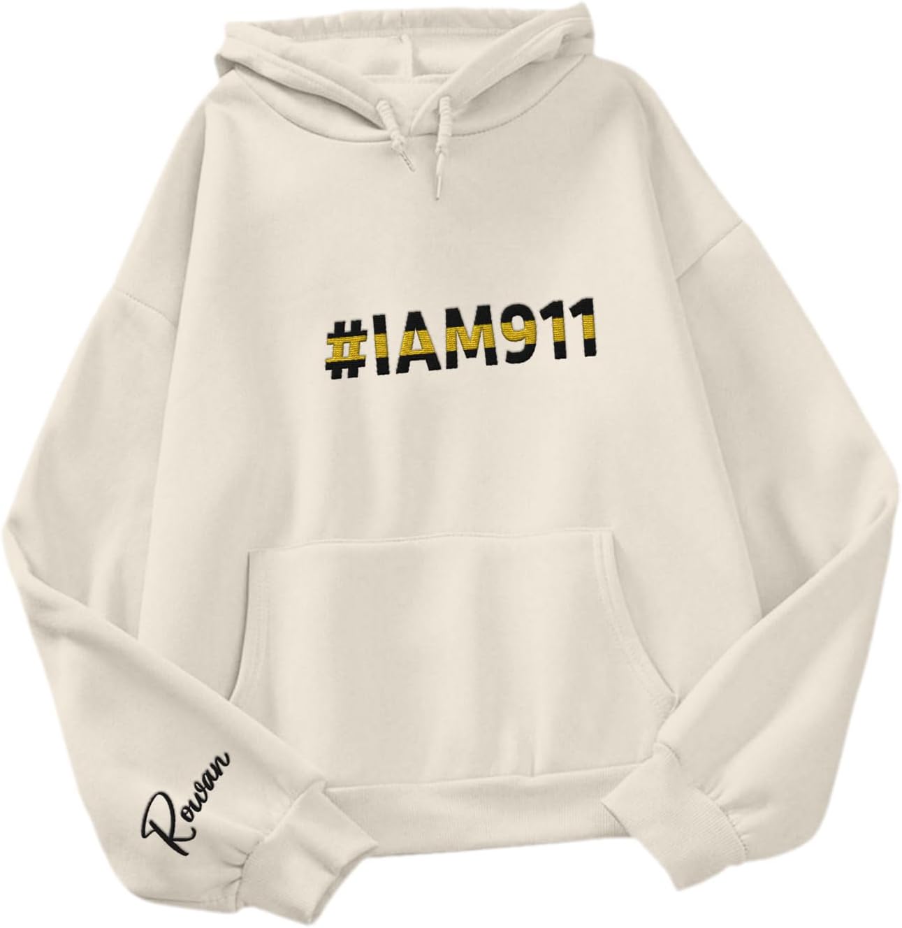 Leeprints Personalized Embroidered Dispatcher 911 Sweatshirt, Pulse Dispatch Embroider Hoodie, Thin Gold Line 911