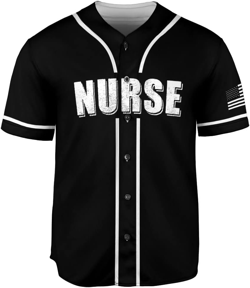 Leprints Personalized Nurse Baseball Jersey Flag Nurse Graduation Baseball Jersey Customize Nursing Emergency Shirts
