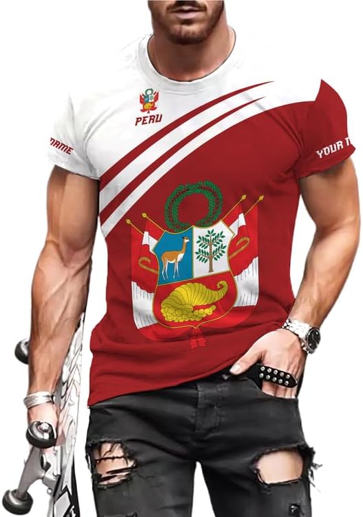 MAPrints Personalized Name Peru Shirts for Men and Women, Custom Peru 3D Tshirt, Peru Flag Pride Shirt, Peruvian Camisa Shirt