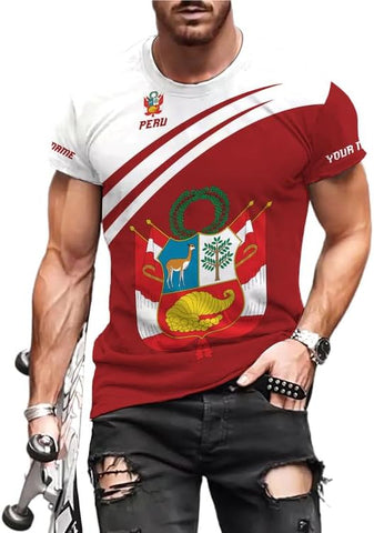 MAPrints Personalized Name Peru Shirts for Men and Women, Custom Peru 3D Tshirt, Peru Flag Pride Shirt, Peruvian Camisa Shirt