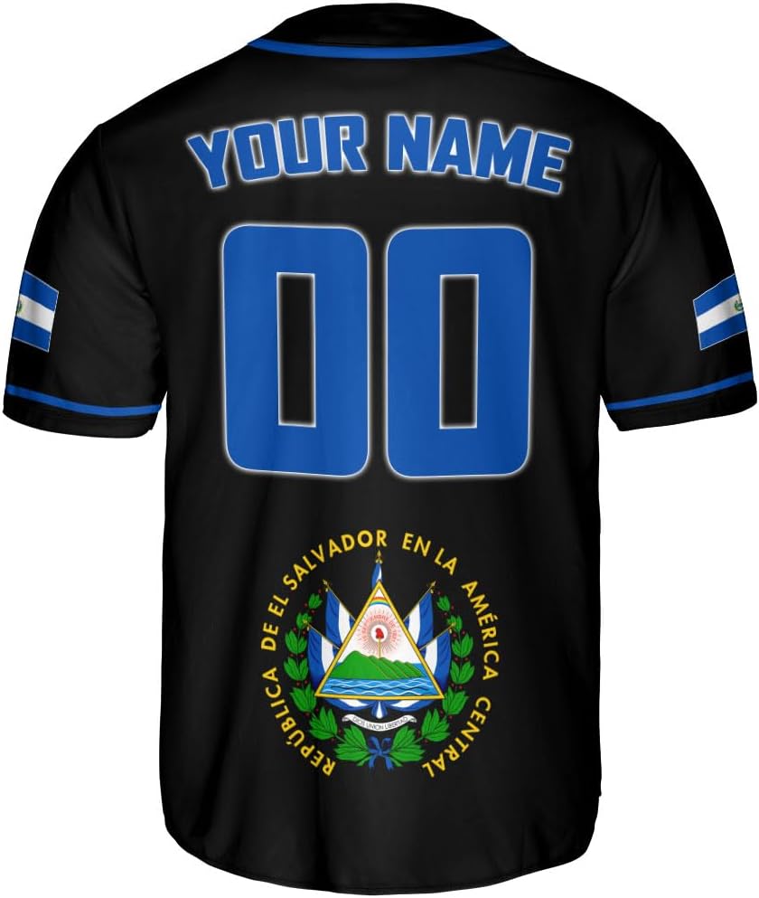 Personalized Name El Salvador Baseball Jersey Shirt El Salvador Flag Shirt Men Salvadorans Pride Jersey El Salvadoreña Tshirt