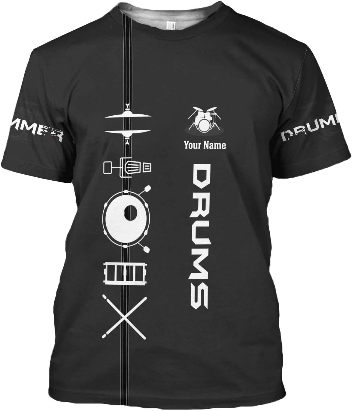 Personalized 3D Drummer Shirt - Custom Name 3D Drum Shirt Gift for Women & Men