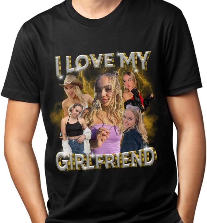 mostprints Personalized I Love My Girlfriend Boyfriend Shirt, I Love My Girlfriend Tee with Custom Photo, Couples Shirts