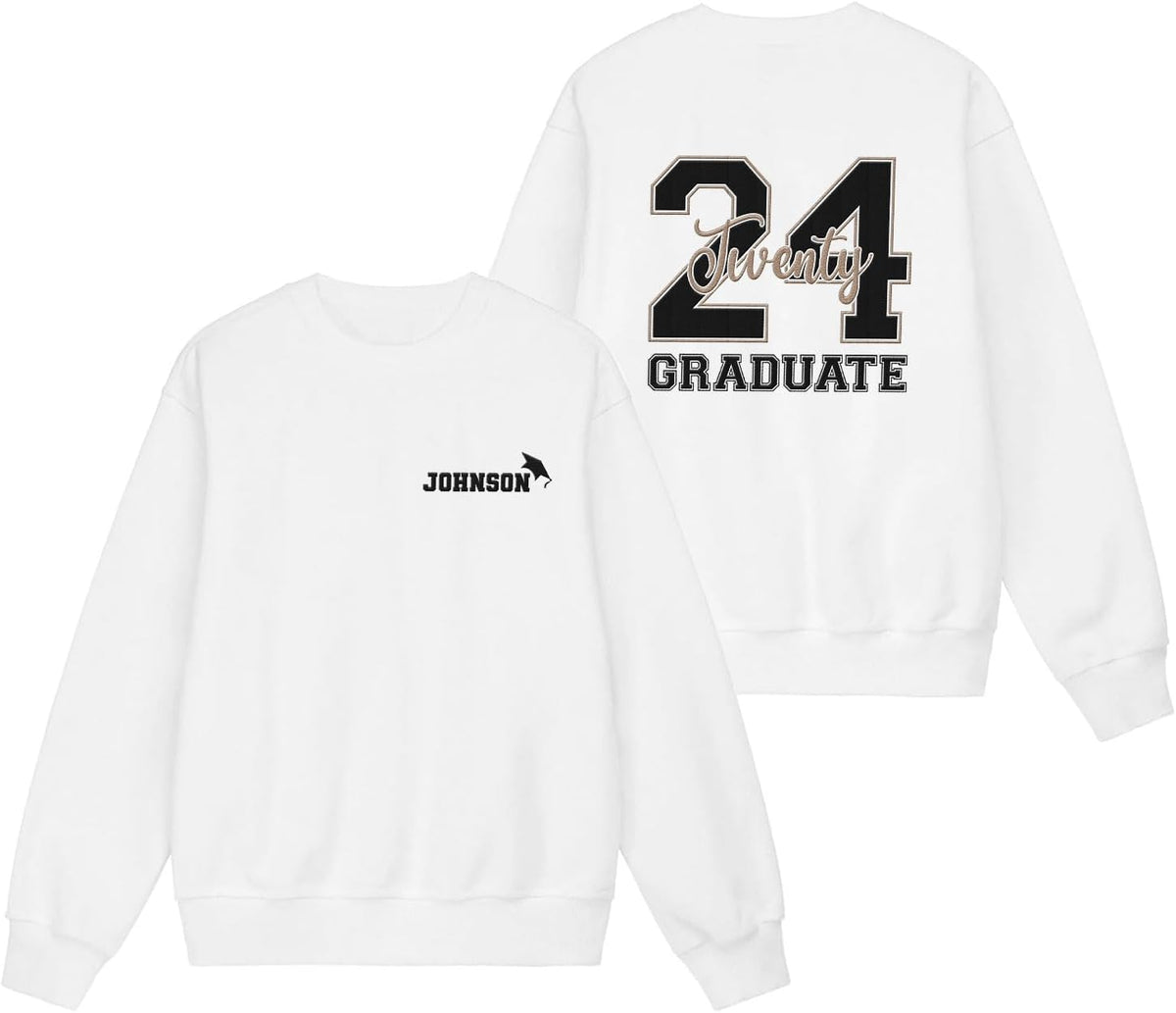 Suseaz Personalized Senior 2024 Embroidered Sweatshirt Graduation 2024 Class Of 2024 Senior Class Senior Embroidered Shirt