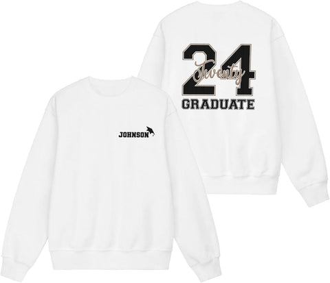 Suseaz Personalized Senior 2024 Embroidered Sweatshirt Graduation 2024 Class Of 2024 Senior Class Senior Embroidered Shirt