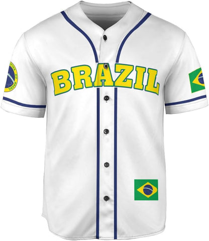 Mostprints Personalized Brazil Baseball Jersey Shirt 3D Brasil Brazilian Flag Bandera Bandeira Jersey Soccer for Men Women