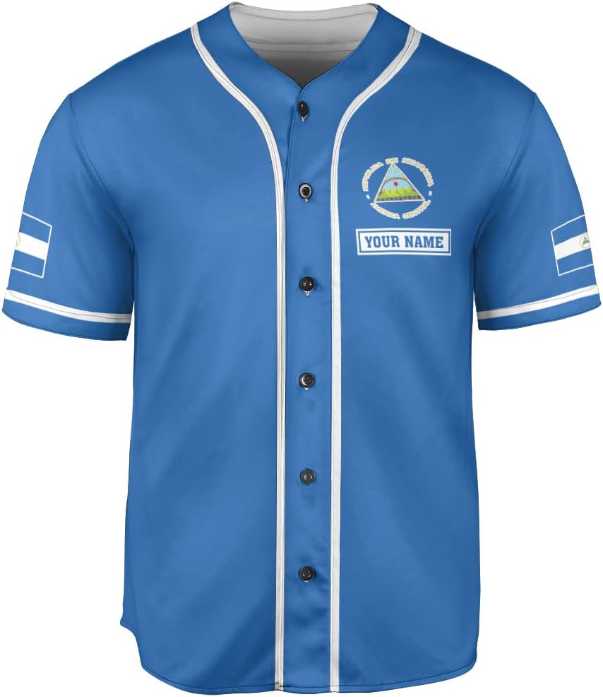 Leeprints Personalized Nicaragua Baseball Jersey Shirt Name Nicaraguan Baseball Jersey for Men & Women Nicaraguan Camisas