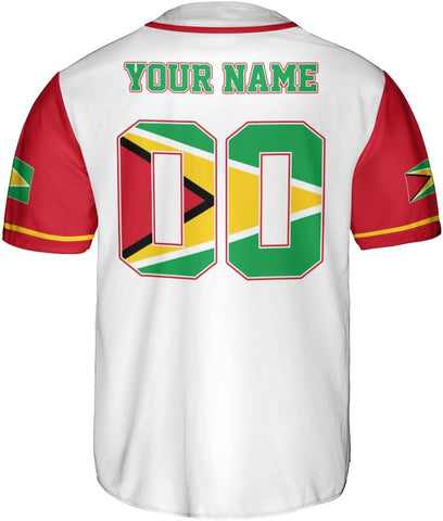 Leeprints Personalized Guyana Baseball Jersey Shirt, GuyaneseFlag Jersey, Guyana Guyanese Pride Jersey for Men and Women
