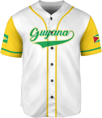 Leeprints Personalized Guyana Baseball Jersey Shirt, GuyaneseFlag Jersey, Guyana Guyanese Pride Jersey for Men and Women