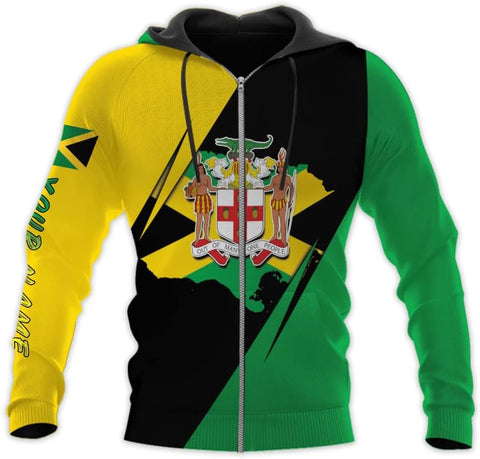 Personalized Jamaica Shirt Custom Jamaica Flag Lion Hoodie for Men and Women, Jamaican Pride Hoodie, Jamaicana Hoodie