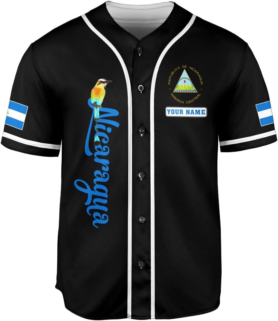 Podagree Personalized Nicaragua Baseball Jersey Shirt Name Nicaraguan Baseball Jersey for Men & Women Nicaraguan Camisas