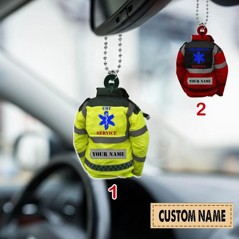 Artparel Personalized EMT Ornament EMT Paramedics Ornament Emergency Medical Ornament Shaped Print Plastic Christmas Tree Hanging Pine Decorations for Kid Couple Friends Family Doctor (EMT 1)