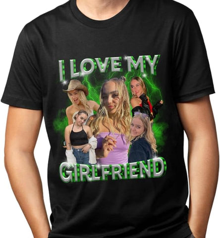 mostprints Personalized I Love My Girlfriend Boyfriend Shirt, I Love My Girlfriend Tee with Custom Photo, Couples Shirts