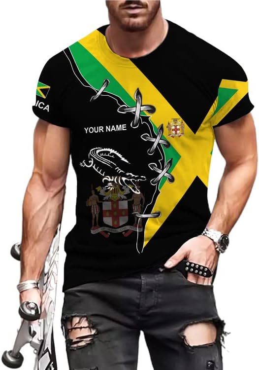 AOVL Personalized Jamaica Shirts Jamaican Pride T-Shirt Jamaica Flag Lion Tshirt Jamaicana Shirts Jamaica Shirt for Men Women
