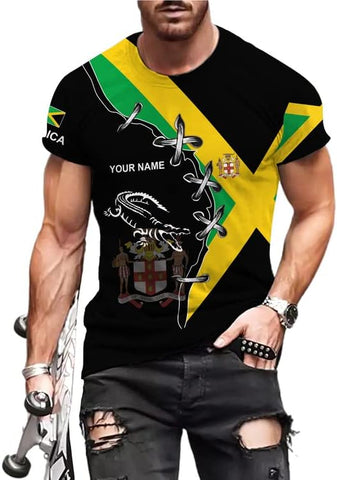 AOVL Personalized Jamaica Shirts Jamaican Pride T-Shirt Jamaica Flag Lion Tshirt Jamaicana Shirts Jamaica Shirt for Men Women