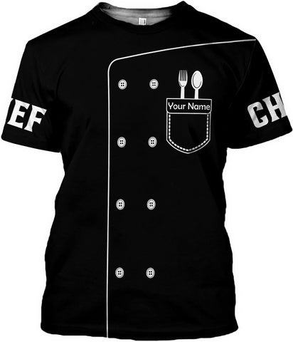 MoonArt Personalized Chef Shirt, 3D Chef Shirt Gifts Lover Men Women, Tshirt Chef Cook Knife, Master Chef Gifts