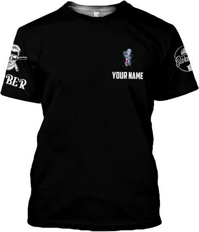 Personalized Barber Shop Shirt 3D Barber Shirts Hairdresser Haircutting Hairstylist Custom Salon Barber Tshirt Pole Scissors